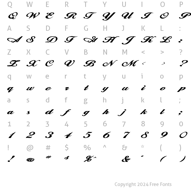 Character Map of ZimmermanExtended Bold