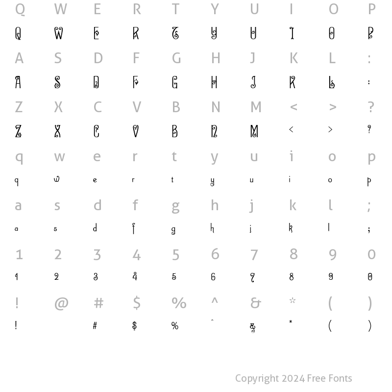 Character Map of Zinco Regular