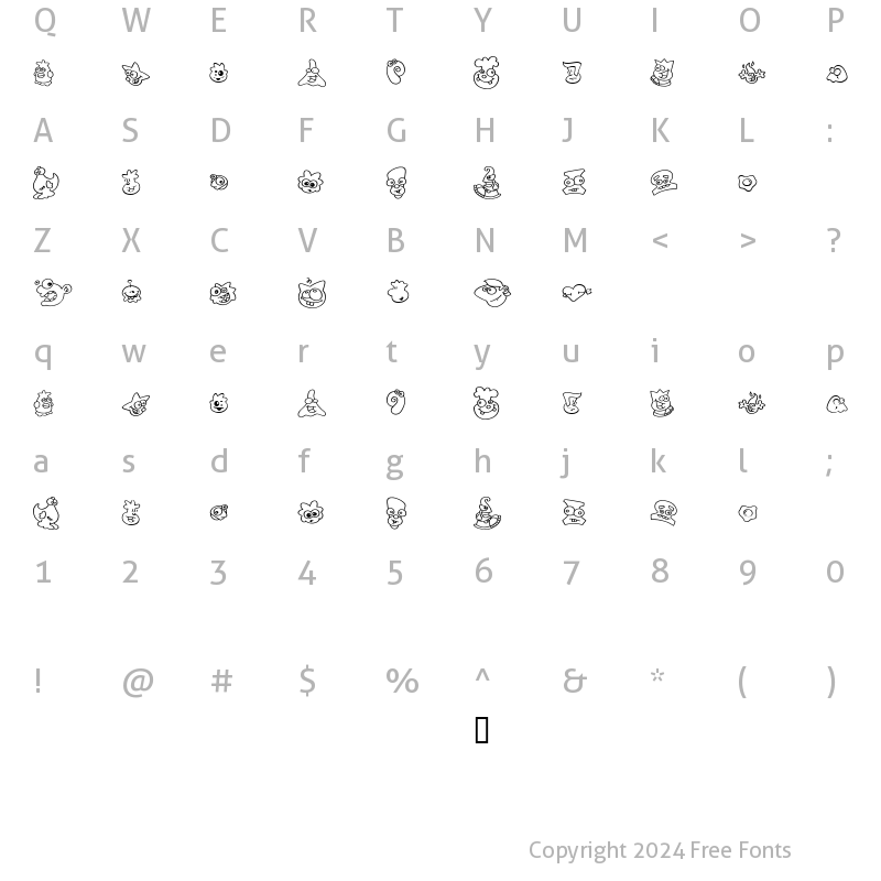 Character Map of ZingDing Regular