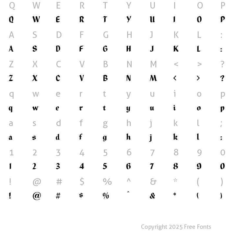 Character Map of Zingo Normal