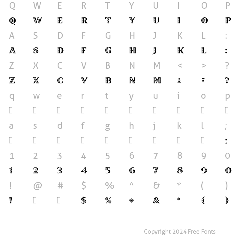 Character Map of Zinjaro Plain Regular