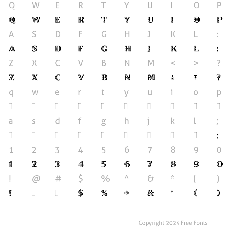 Character Map of ZinjaroPlain Regular