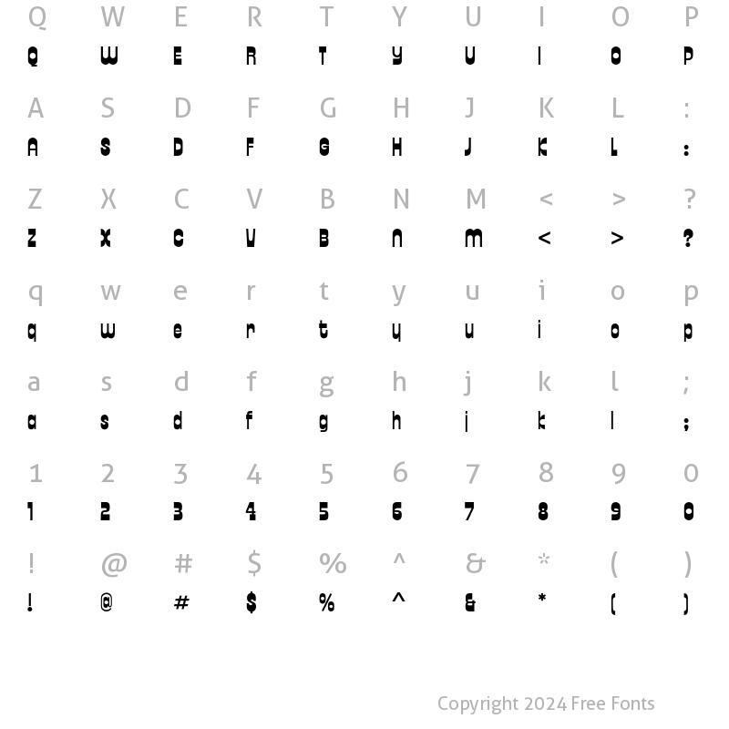 Character Map of Zipper Std Regular