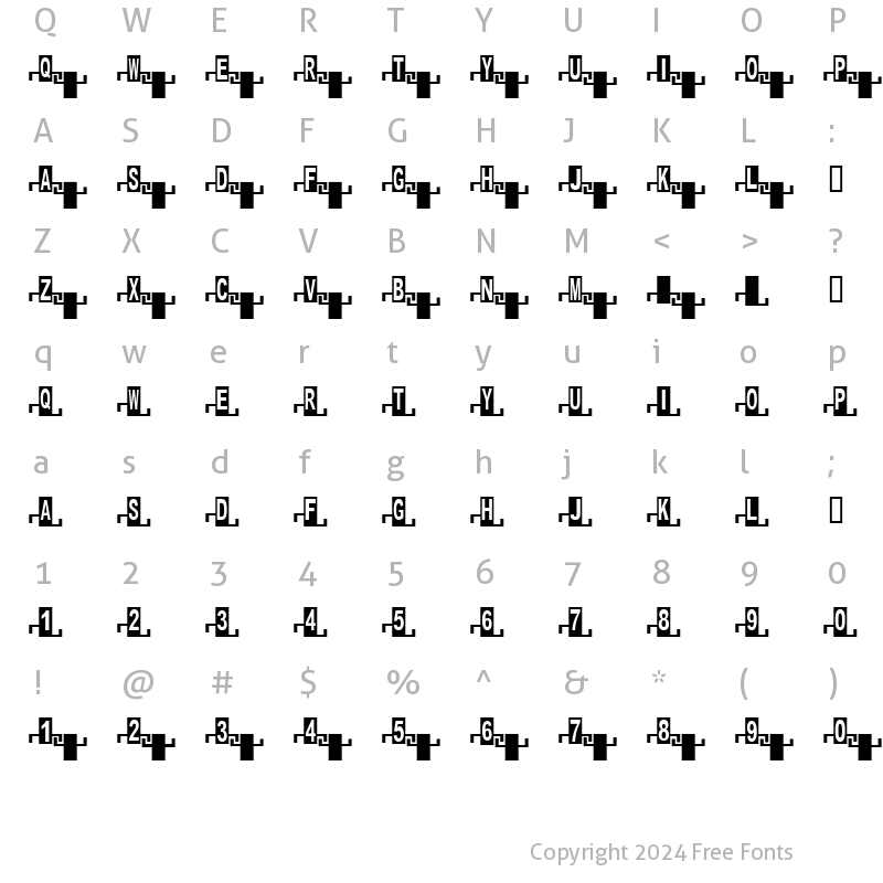 Character Map of Zipper1 Cyr Regular