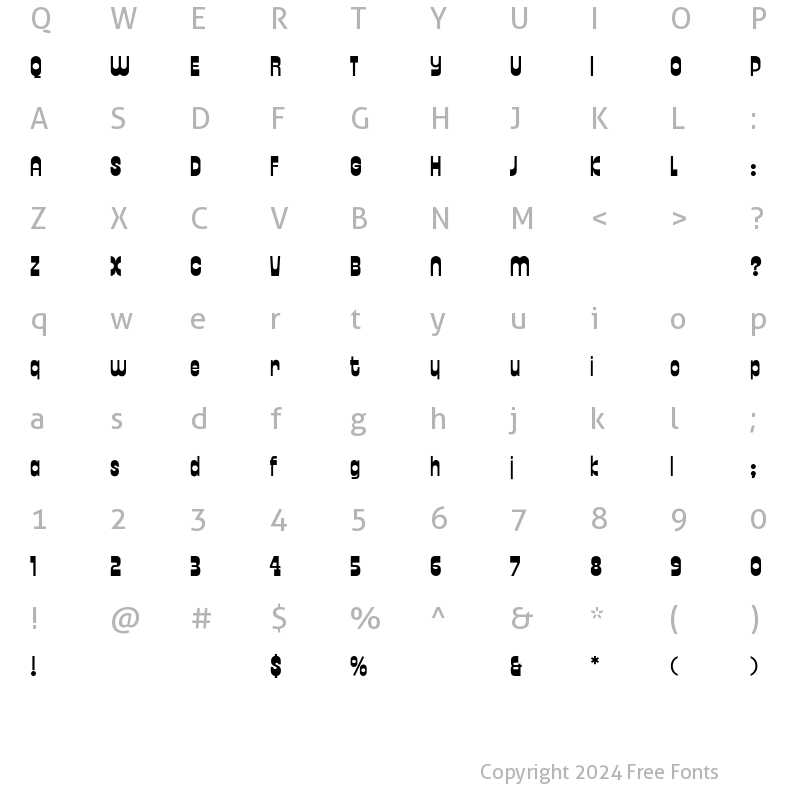 Character Map of ZipperEF Regular