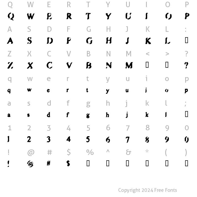 Character Map of Zipple Bold