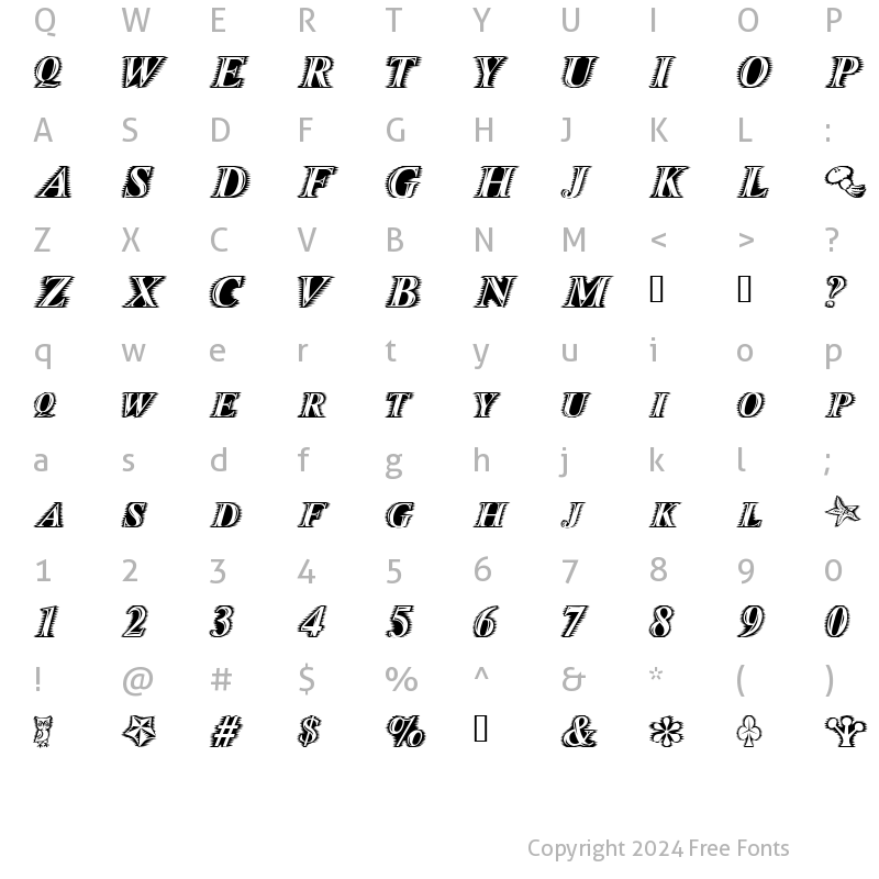 Character Map of Zippo Regular