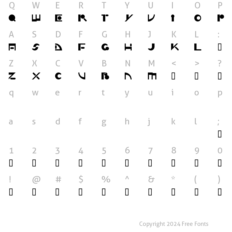 Character Map of Zippy Regular