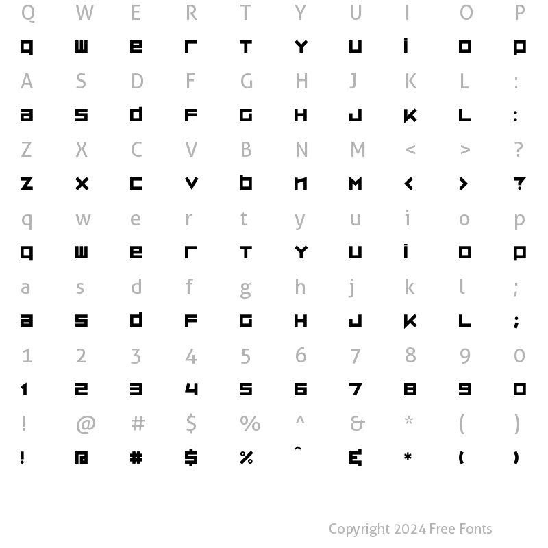 Character Map of ZipSonik Regular