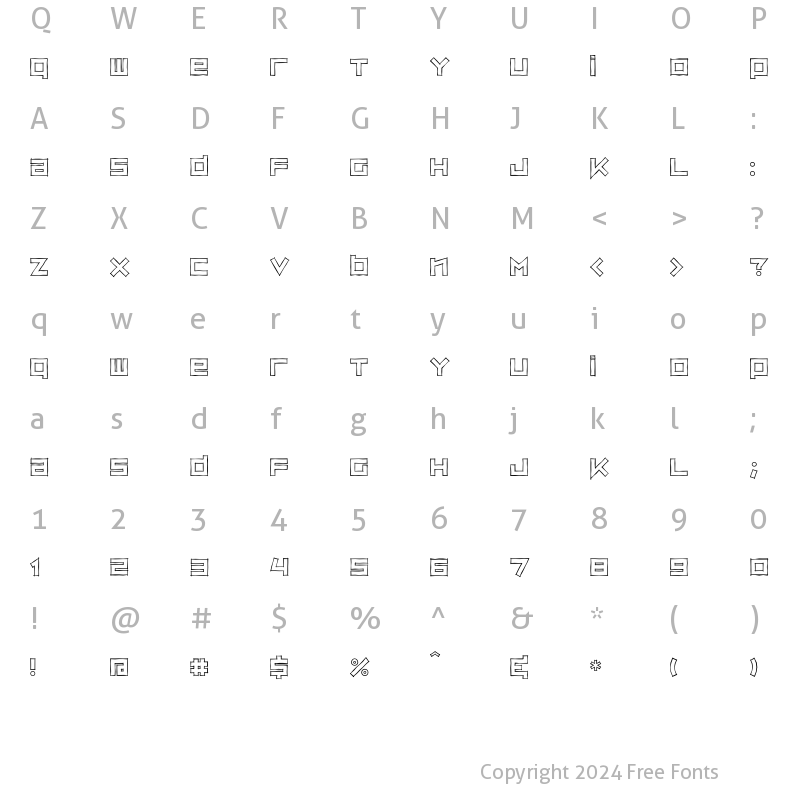 Character Map of ZipSonik Sketch Regular