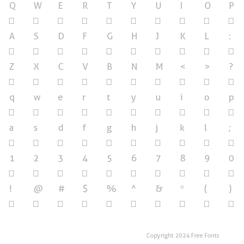 Character Map of Zirconia Regular