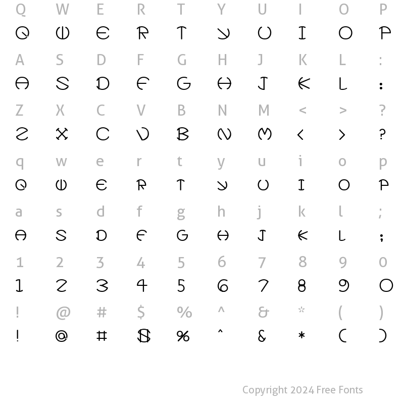 Character Map of Zirkle Regular