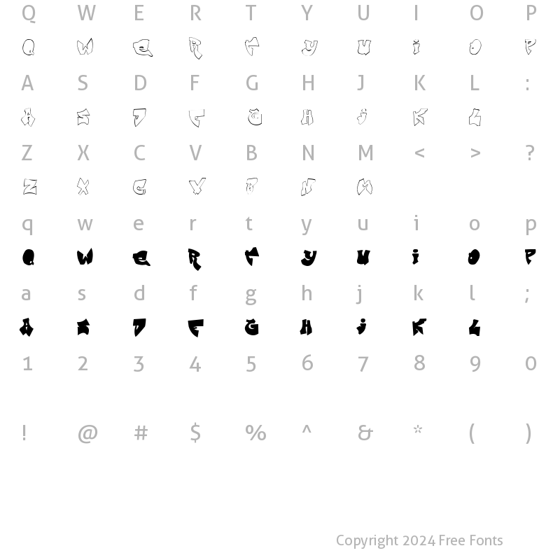 Character Map of Zit Graffiti Regular