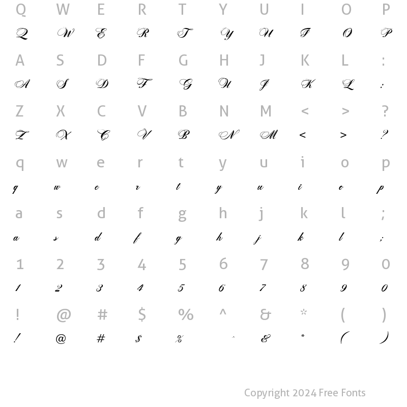 Character Map of ZitherScript Regular