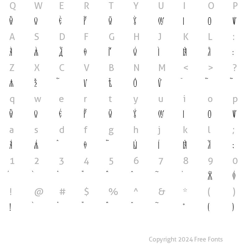 Character Map of Zlatoust ieUcs Regular