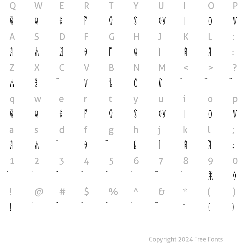 Character Map of Zlatoust ieUcs SpacedOut