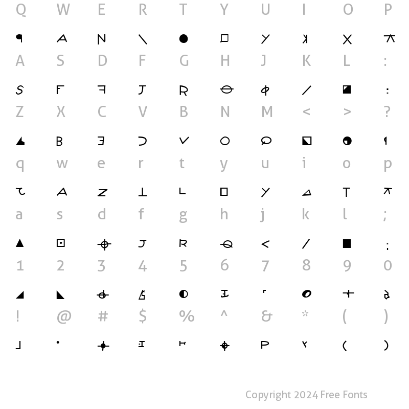 Character Map of Zodiac Cryptik Regular