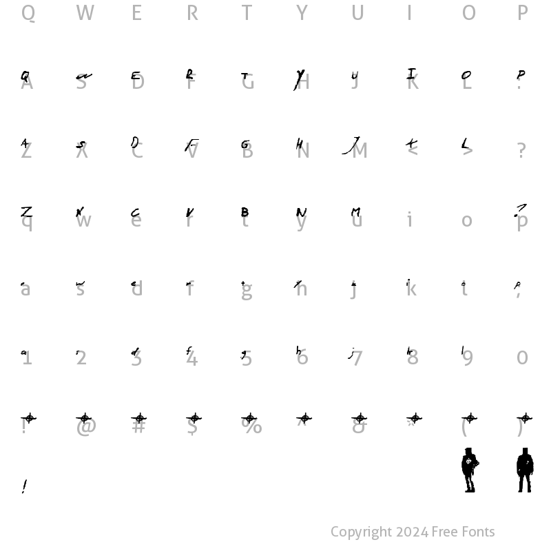 Character Map of Zodiac hand Regular