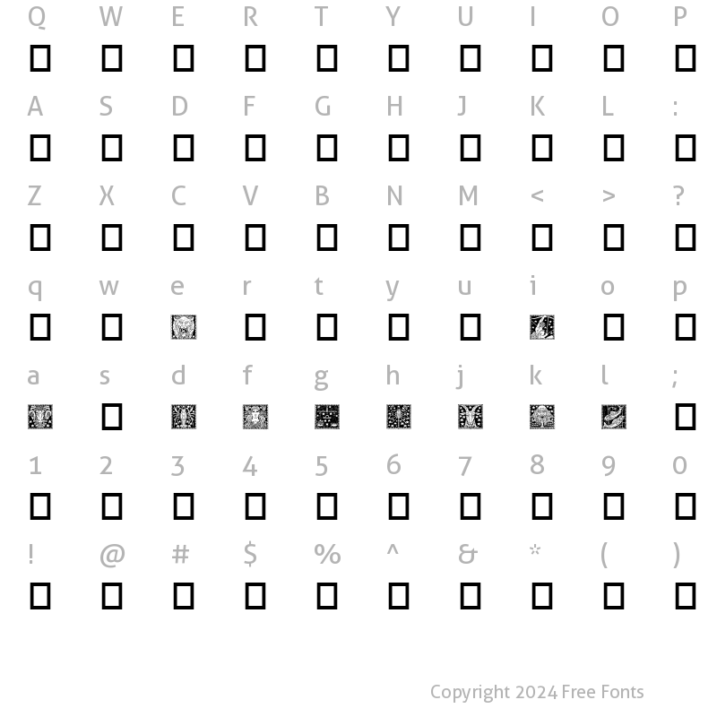Character Map of Zodiac02 Regular