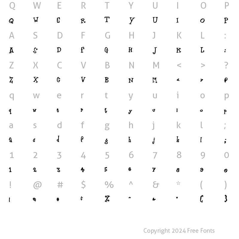 Character Map of Zodiastic Regular