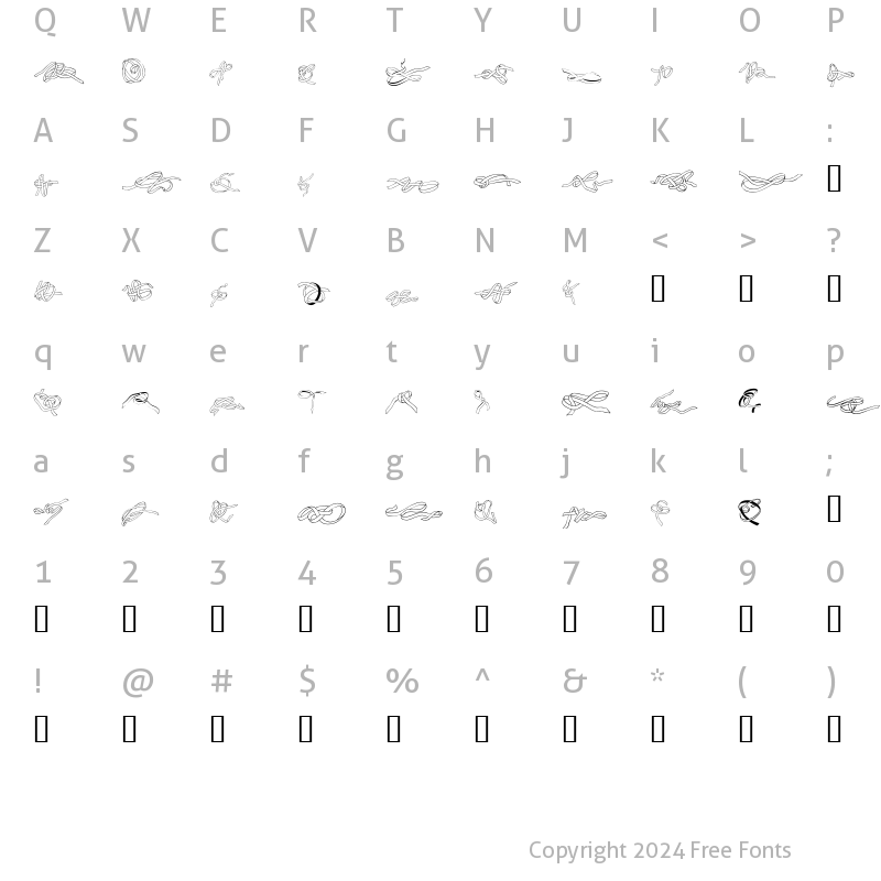 Character Map of Zoeknots Regular