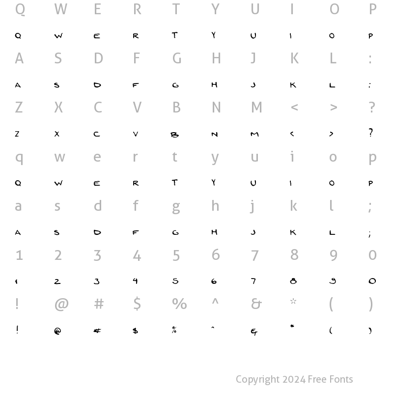 Character Map of zoi Regular