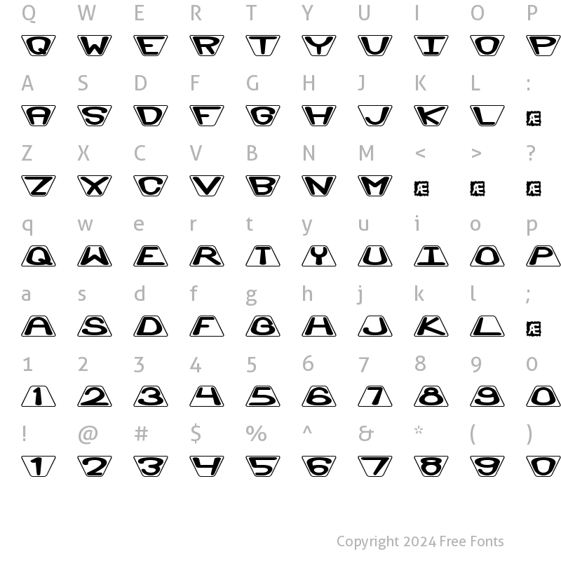 Character Map of Zoidal (BRK) Regular