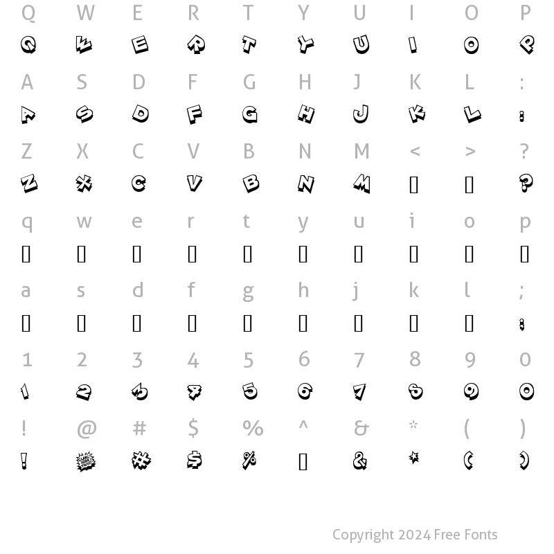 Character Map of ZoinkFat Regular