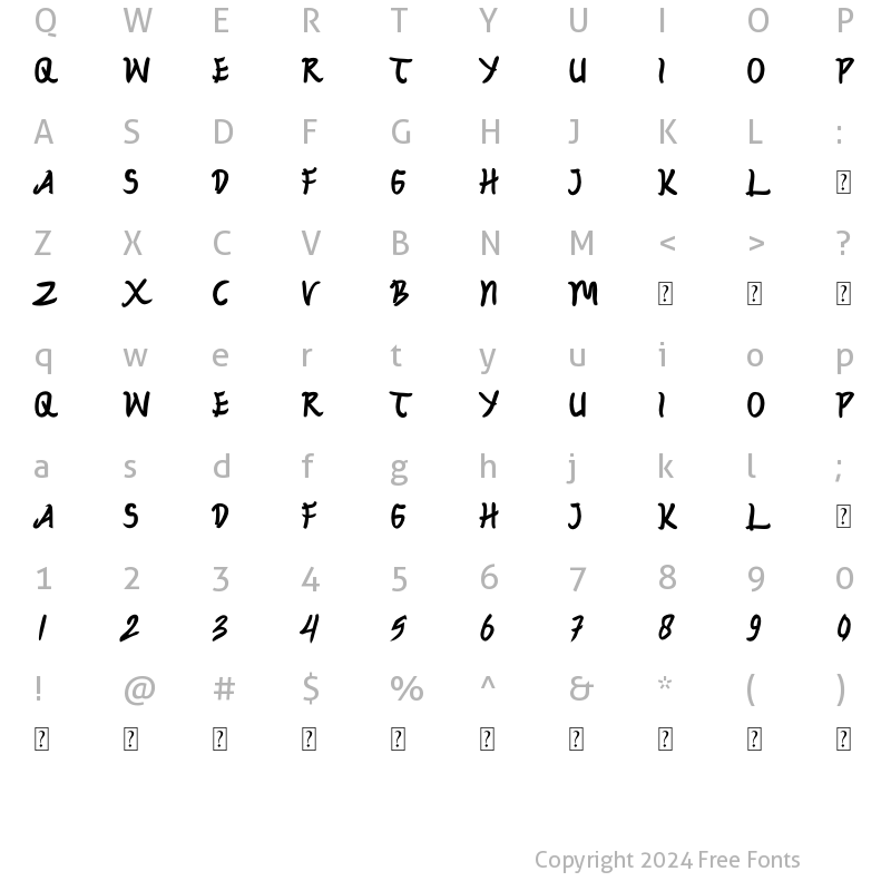 Character Map of ZOJIHUN Regular