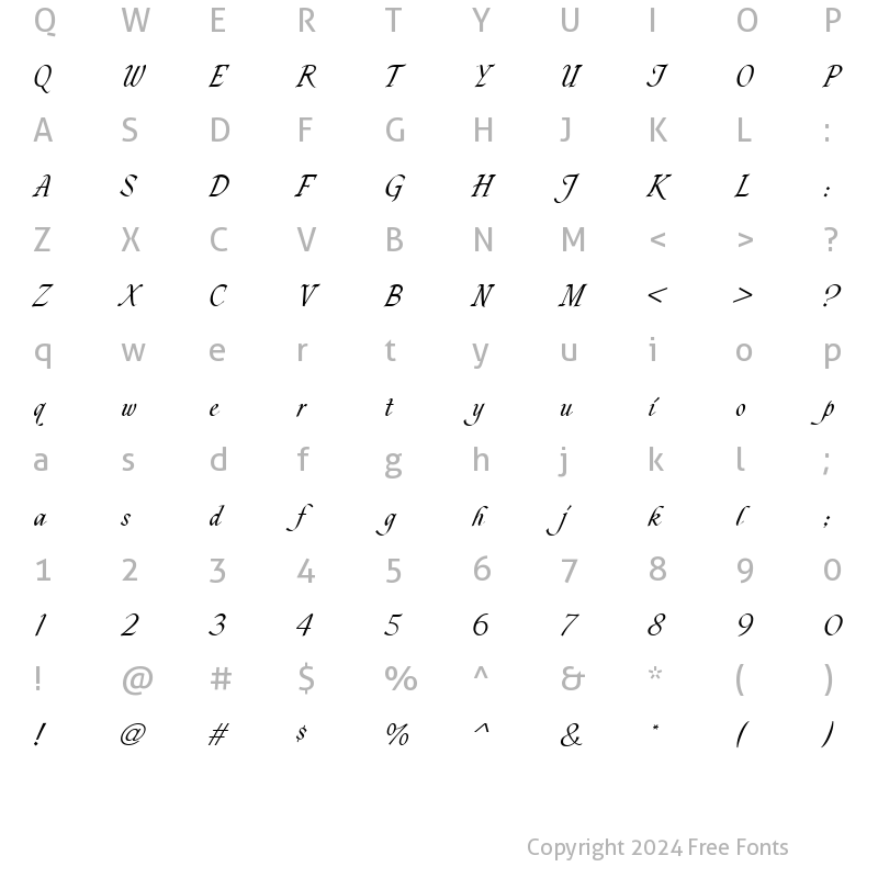 Character Map of ZolaDReg Regular