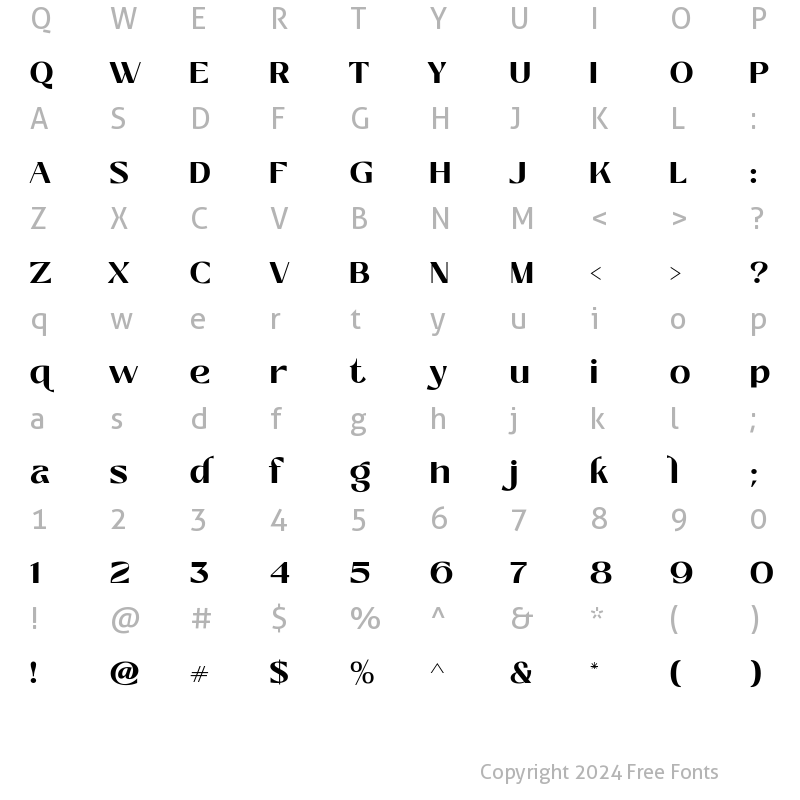 Character Map of Zolina ExtraBold