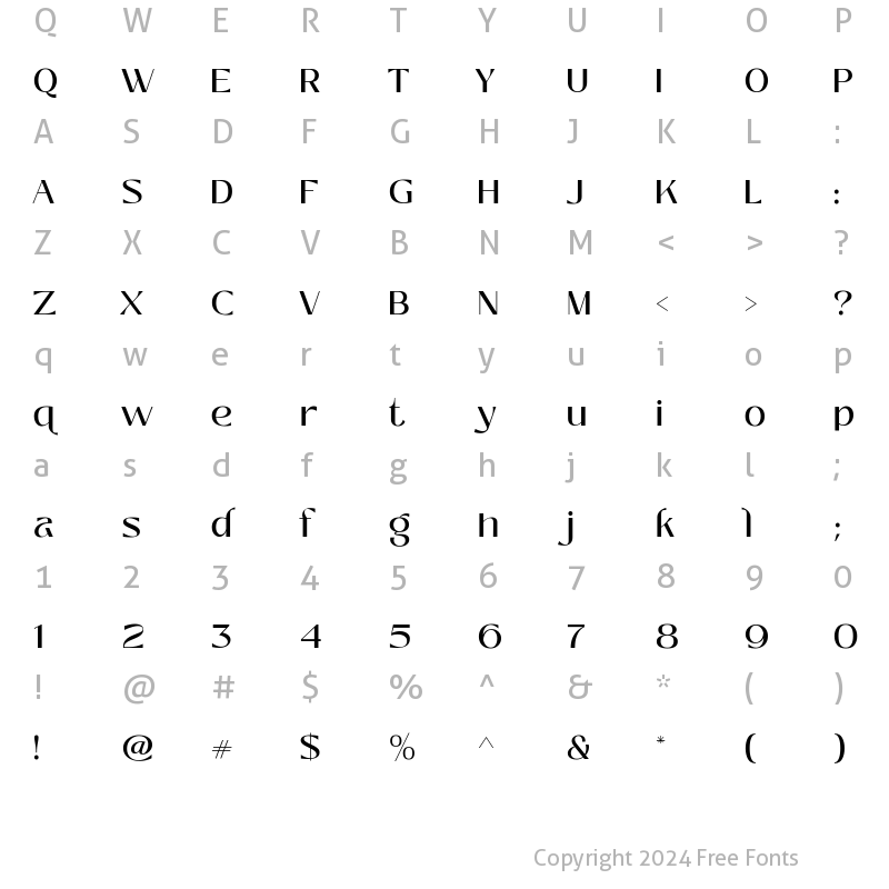 Character Map of Zolina Medium