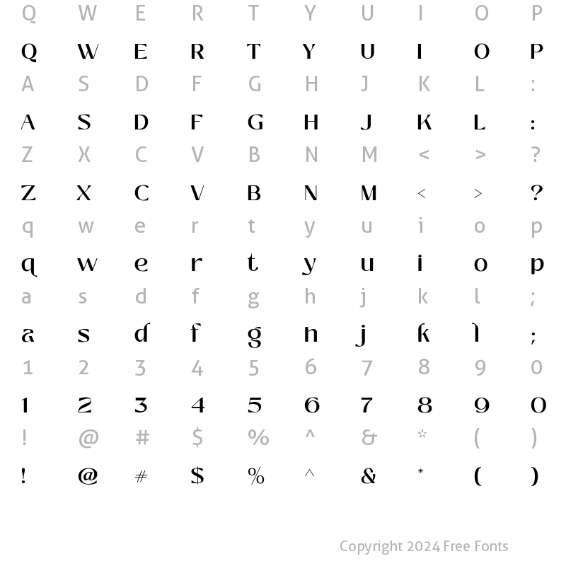 Character Map of Zolina SemiBold