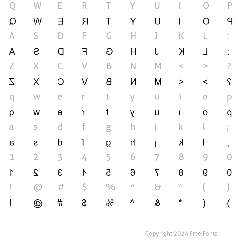 Character Map of Zone23_HelveticaFlip Normal