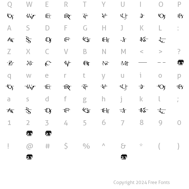 Character Map of Zone23_zazen matrix Regular