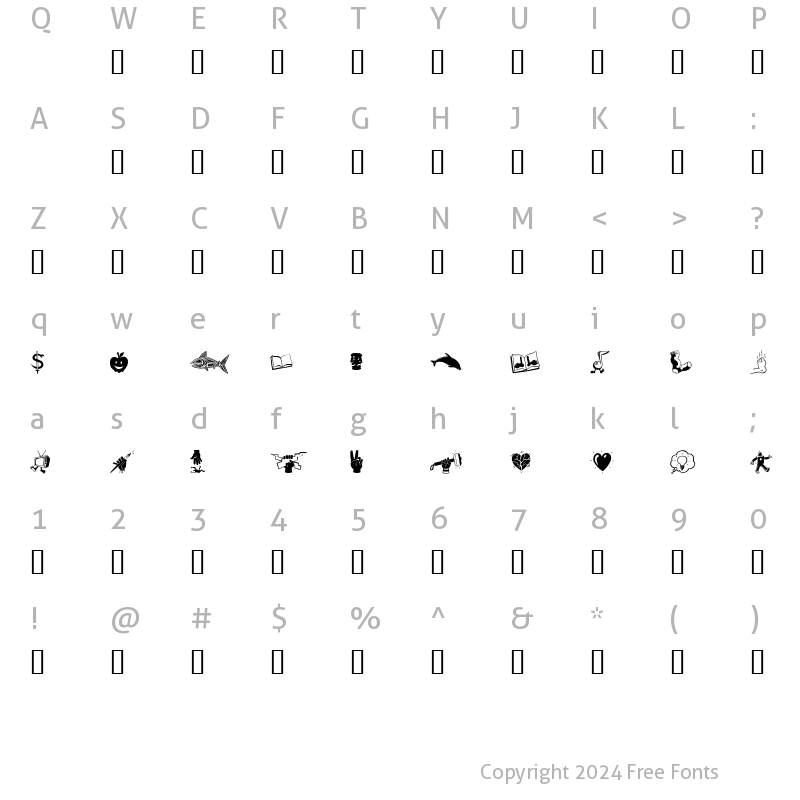 Character Map of Zono Dingbats Regular