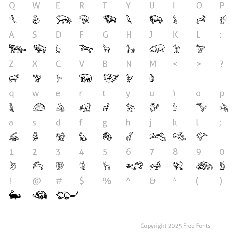 Character Map of ZooWoodcutsM Regular