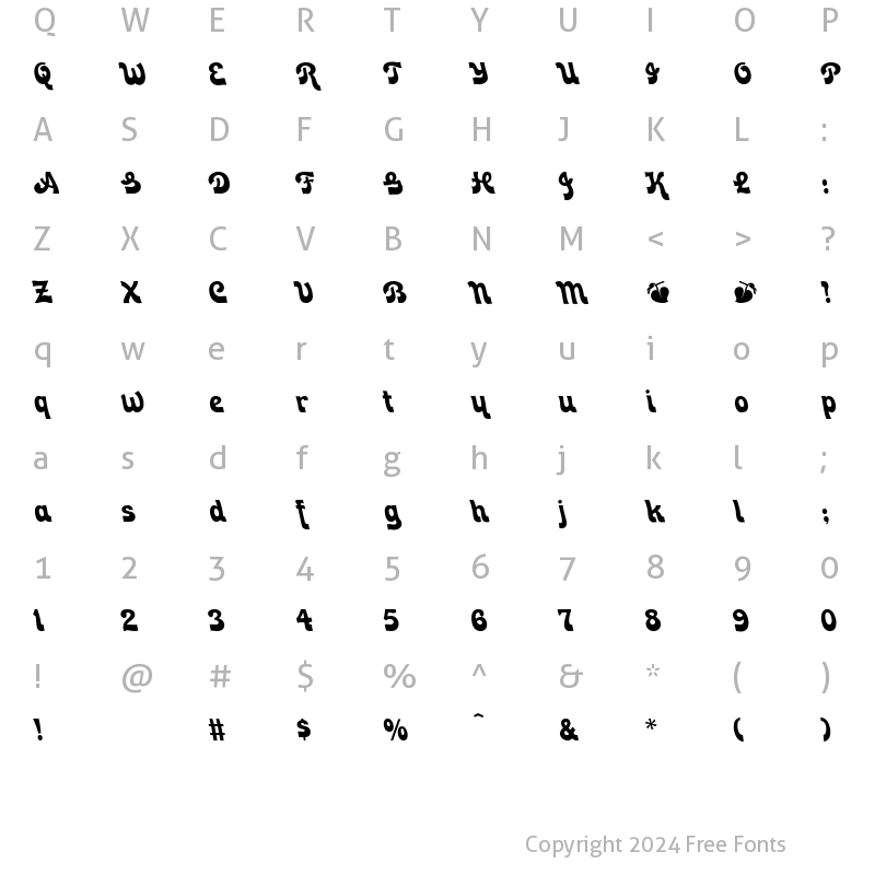 Character Map of Zorba Regular