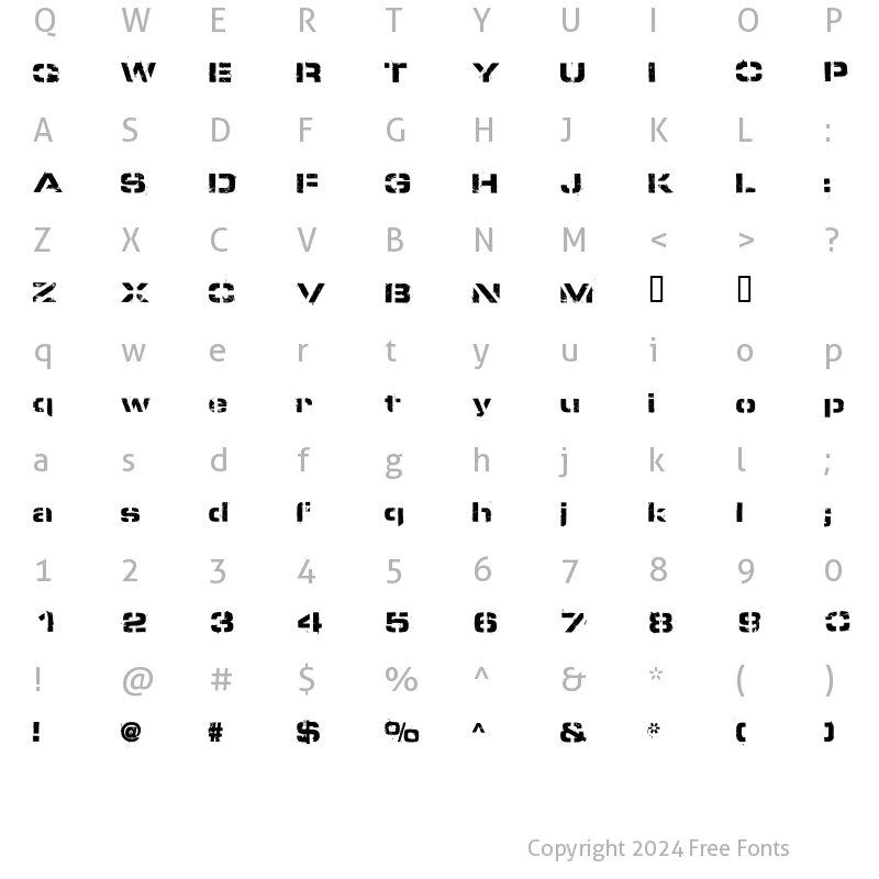 Character Map of zorkon Regular