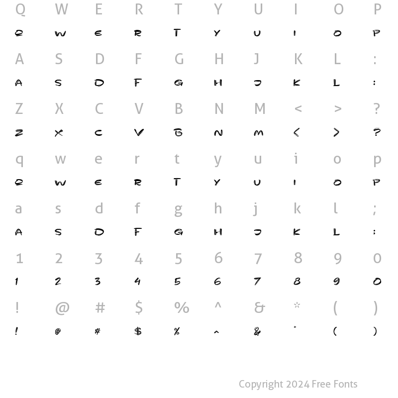 Character Map of Zorra Regular