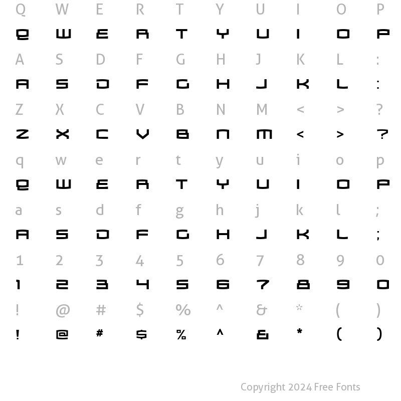 Character Map of Zosma Bold