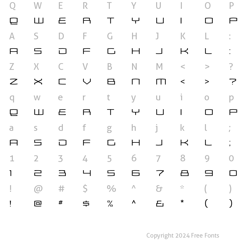 Character Map of Zosma Light Regular