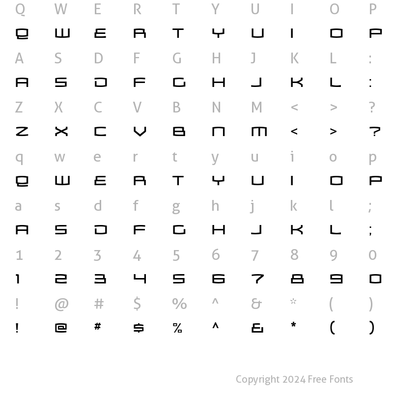 Character Map of Zosma Regular