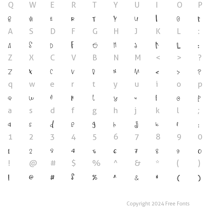 Character Map of ZP Elf Craze Regular