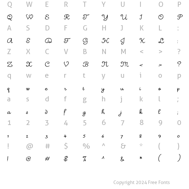 Character Map of ZP Euphoria Regular