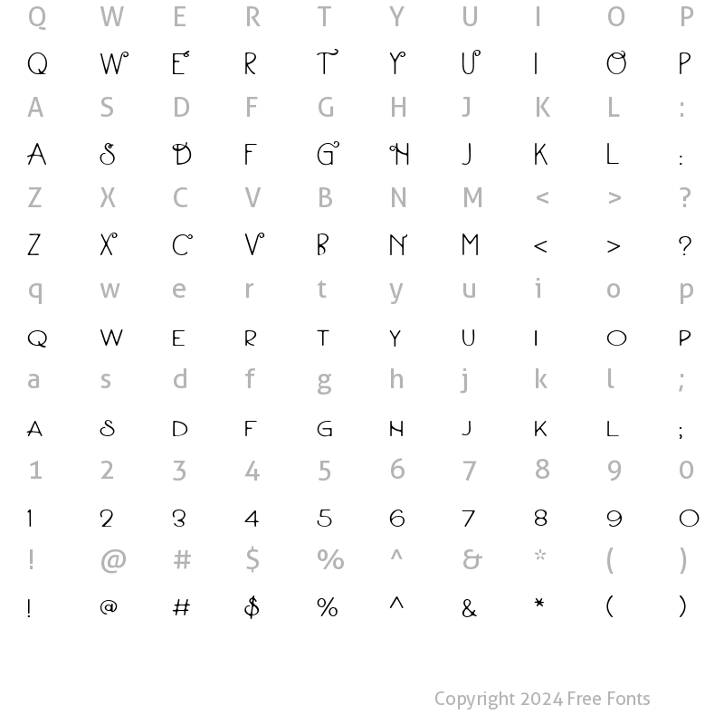 Character Map of ZP Parsnipity Regular