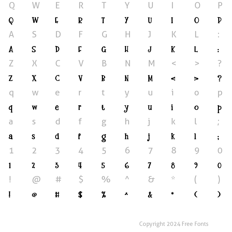 Character Map of ZP Sweeter Dreams Regular