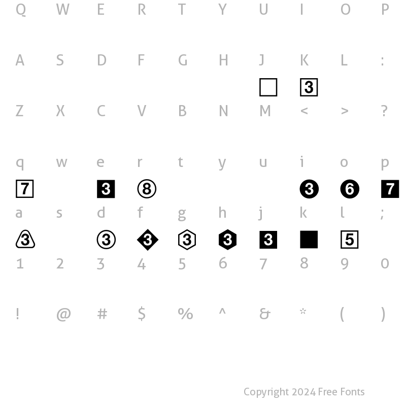 Character Map of Zubehoer Pi Regular