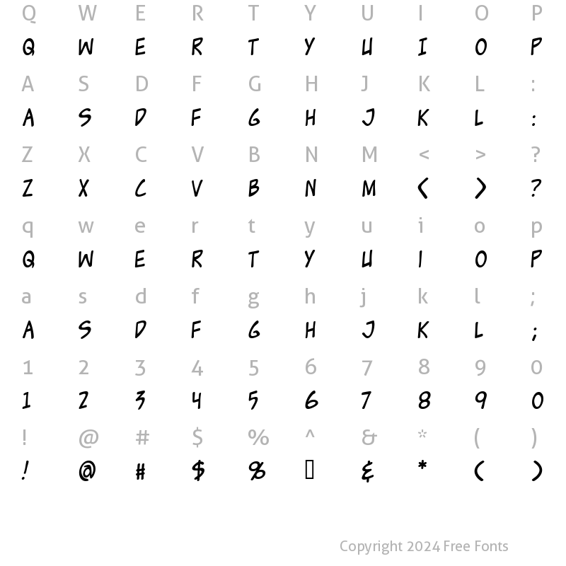 Character Map of Zud Juice Regular