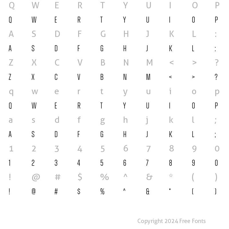 Character Map of ZuumeSoft-Light ?